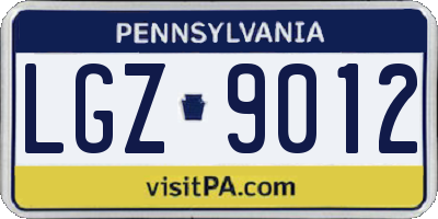 PA license plate LGZ9012