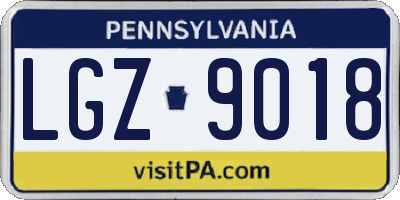 PA license plate LGZ9018