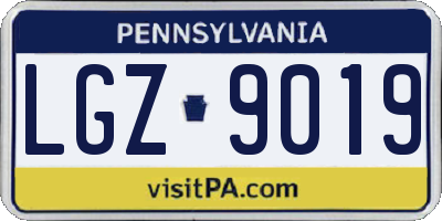 PA license plate LGZ9019
