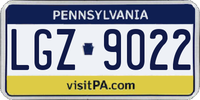 PA license plate LGZ9022
