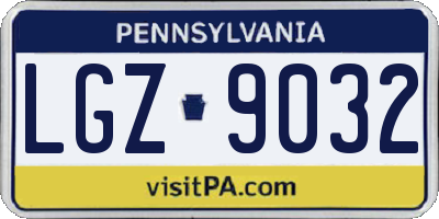 PA license plate LGZ9032