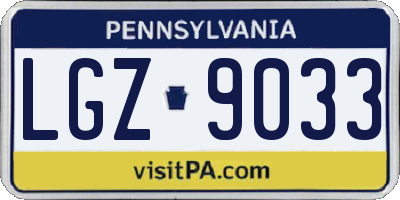 PA license plate LGZ9033
