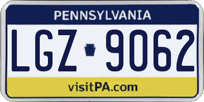 PA license plate LGZ9062
