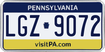 PA license plate LGZ9072