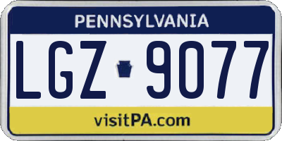 PA license plate LGZ9077
