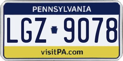 PA license plate LGZ9078