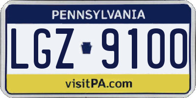 PA license plate LGZ9100