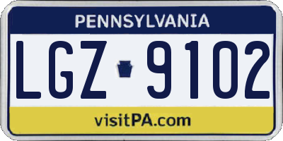 PA license plate LGZ9102