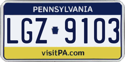 PA license plate LGZ9103
