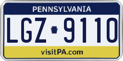 PA license plate LGZ9110