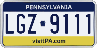 PA license plate LGZ9111