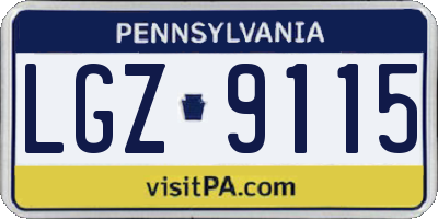 PA license plate LGZ9115