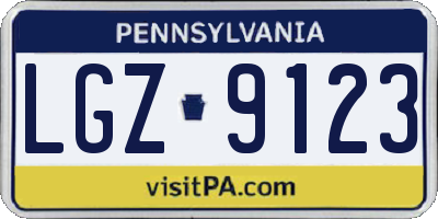 PA license plate LGZ9123
