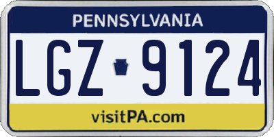 PA license plate LGZ9124