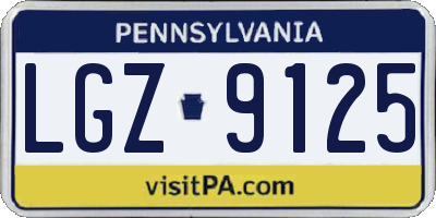 PA license plate LGZ9125