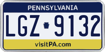 PA license plate LGZ9132
