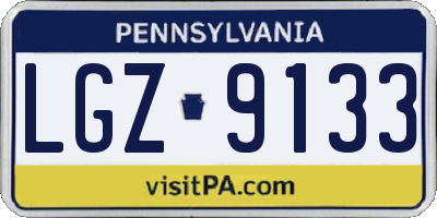 PA license plate LGZ9133