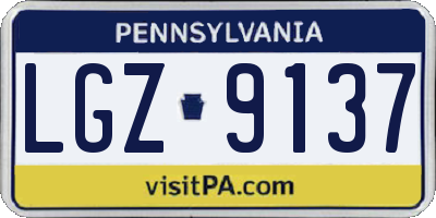 PA license plate LGZ9137