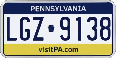 PA license plate LGZ9138