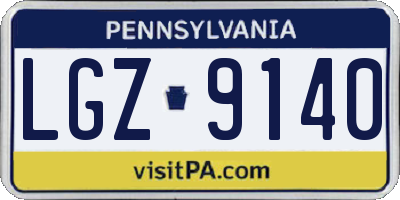 PA license plate LGZ9140