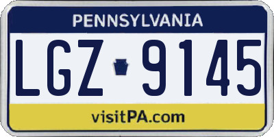 PA license plate LGZ9145