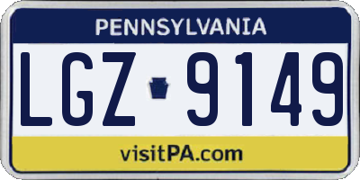 PA license plate LGZ9149