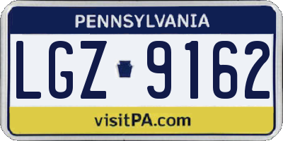 PA license plate LGZ9162