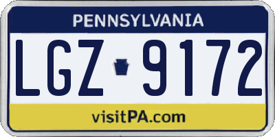 PA license plate LGZ9172