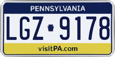 PA license plate LGZ9178