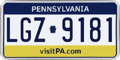 PA license plate LGZ9181