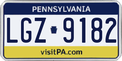 PA license plate LGZ9182