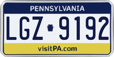 PA license plate LGZ9192