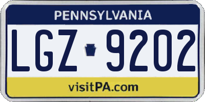 PA license plate LGZ9202