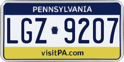 PA license plate LGZ9207