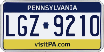 PA license plate LGZ9210