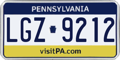 PA license plate LGZ9212