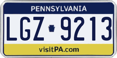 PA license plate LGZ9213