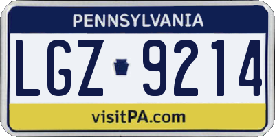 PA license plate LGZ9214