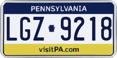 PA license plate LGZ9218