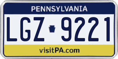 PA license plate LGZ9221