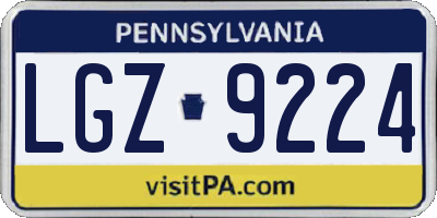 PA license plate LGZ9224
