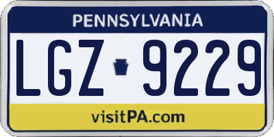 PA license plate LGZ9229
