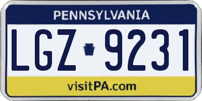 PA license plate LGZ9231