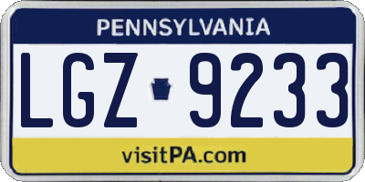 PA license plate LGZ9233