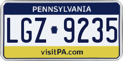 PA license plate LGZ9235