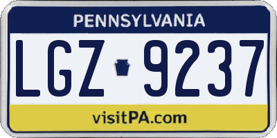 PA license plate LGZ9237