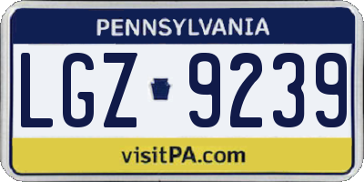 PA license plate LGZ9239