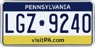PA license plate LGZ9240