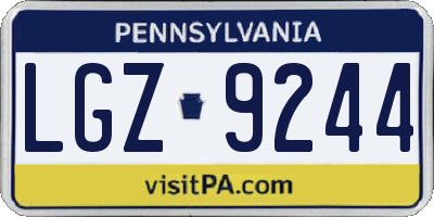 PA license plate LGZ9244