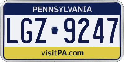 PA license plate LGZ9247